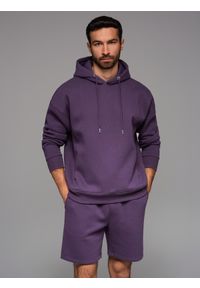 Ombre Clothing - Komplet dresowy UNISEX bluza z kapturem + szorty w stylu athleisure – fioletowe V13 - Rozmiar: XL/XXL. Typ kołnierza: kaptur. Kolor: fioletowy. Materiał: dresówka. Długość: krótkie. Wzór: aplikacja. Styl: sportowy, elegancki #7