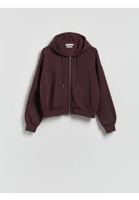 Reserved - Oversizowa bluza - ciemnofioletowy. Kolor: fioletowy. Materiał: dzianina. Wzór: gładki