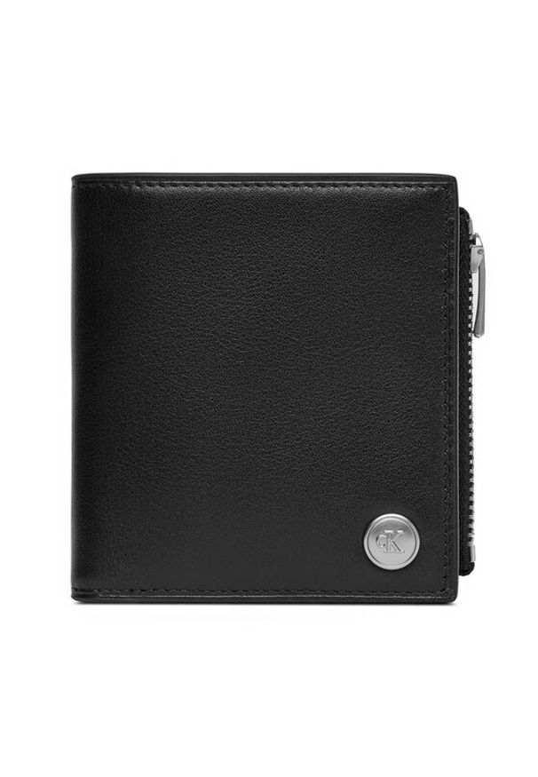 Calvin Klein Jeans Duży Portfel Męski Jeans Hardware Compact Zip Walle LV04G1078G Czarny. Kolor: czarny. Materiał: skóra