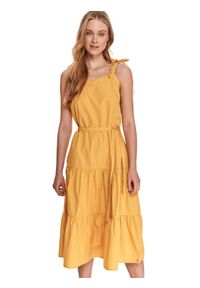 TOP SECRET - Sukienka midi z wiązanymi ramiączkami. Kolor: żółty. Materiał: tkanina, bawełna. Długość rękawa: na ramiączkach. Sezon: lato. Długość: midi #3