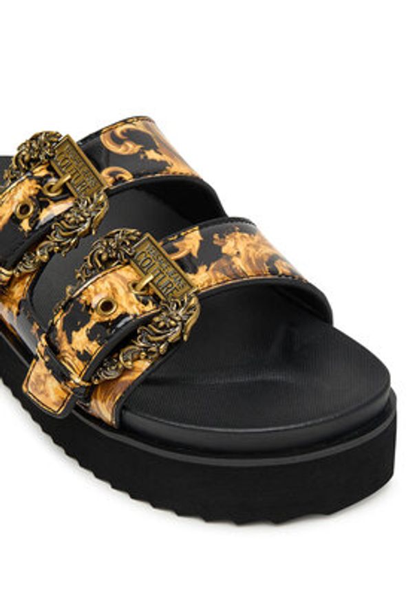 Versace Jeans Couture Klapki 80VA3SM1 ZS366 G89 Czarny. Kolor: czarny. Materiał: skóra