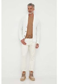 Lindbergh kardigan bawełniany kolor biały. Kolor: biały. Materiał: bawełna. Wzór: gładki #5