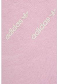 adidas Originals spodnie damskie kolor różowy z nadrukiem. Stan: podwyższony. Kolor: różowy. Materiał: dzianina, materiał, włókno. Wzór: nadruk