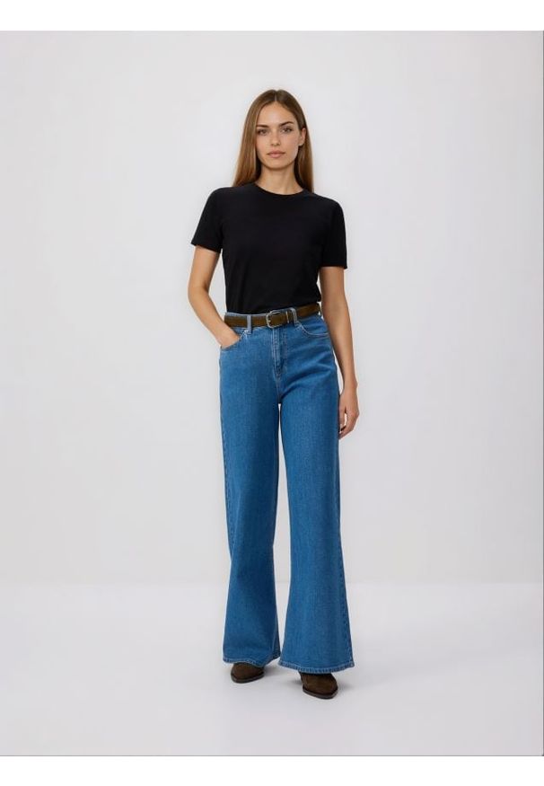 Reserved - T-shirt regular - czarny. Kolor: czarny. Materiał: dzianina, bawełna