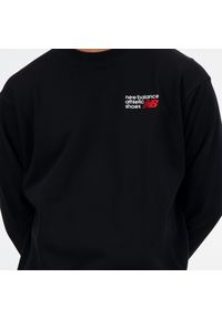 Bluza męska New Balance MT41547BK – czarna. Kolor: czarny. Materiał: tkanina, bawełna, dresówka. Wzór: napisy #3