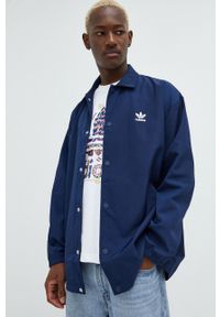adidas Originals kurtka męska kolor granatowy przejściowa oversize. Kolor: niebieski. Materiał: materiał #2