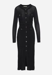 Born2be - Czarna Dopasowana Sukienka z Wiskozą i Guzikami Novelinea. Okazja: na co dzień. Kolor: czarny. Materiał: wiskoza. Styl: elegancki, casual #7