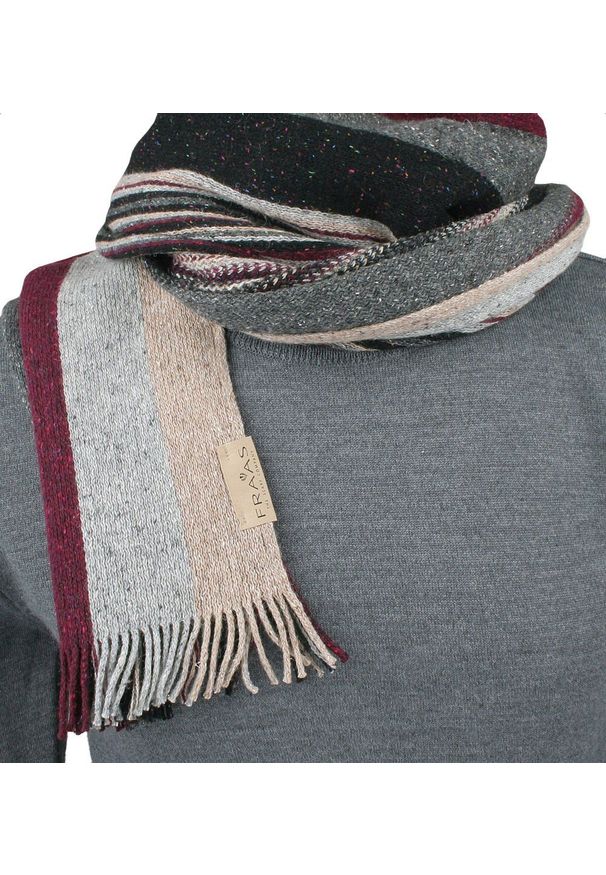 Ciepły i Praktyczny Szalik z Wełną i Jedwabiem - V. Fraas - Stonowane Kolory, w Pasy. Kolor: wielokolorowy. Materiał: wełna, jedwab. Wzór: prążki, paski. Sezon: zima, lato. Styl: elegancki, klasyczny