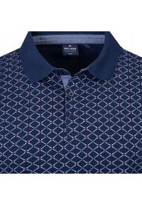 Koszulka Polo - Męska - Pako Jeans - Granatowa, Drobny Wzór. Okazja: na co dzień. Typ kołnierza: polo. Kolor: niebieski. Materiał: bawełna. Styl: casual #5