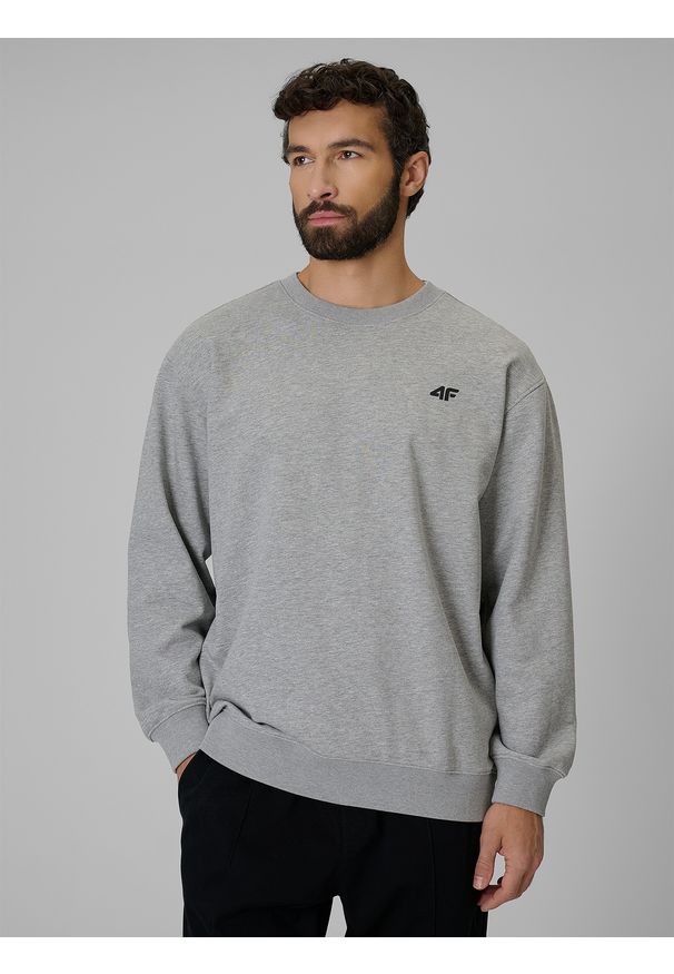 4f - 4F Bluza dresowa regular bez kaptura męska - szara M. Okazja: na co dzień. Typ kołnierza: bez kaptura. Kolor: szary. Materiał: dresówka. Styl: casual