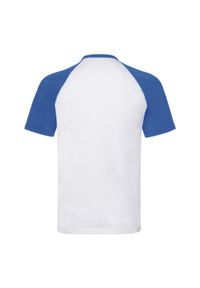 FRUIT OF THE LOOM - Męska Koszulka Baseballowa Z Krótkim Rękawem. Kolor: biały, wielokolorowy, niebieski. Długość rękawa: krótki rękaw. Długość: krótkie