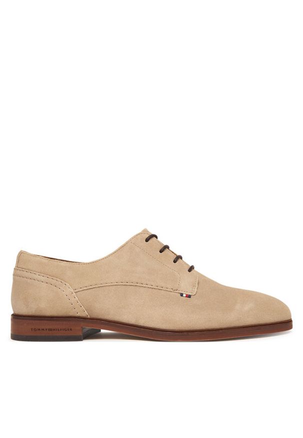 TOMMY HILFIGER - Tommy Hilfiger Półbuty Dress FM0FM05776 Beżowy. Kolor: beżowy. Materiał: zamsz, skóra