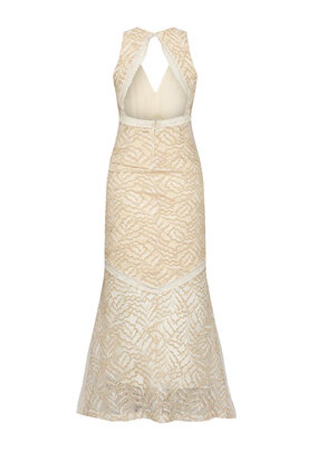 Guess Sukienka koktajlowa W5GT37 KCS90 Beżowy Slim Fit. Kolor: beżowy. Materiał: bawełna. Styl: wizytowy