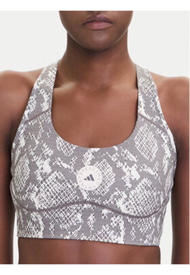 Adidas by Stella McCartney - adidas by Stella McCartney Biustonosz sportowy Power Impact JM6092 Beżowy Slim Fit. Kolor: beżowy. Materiał: syntetyk