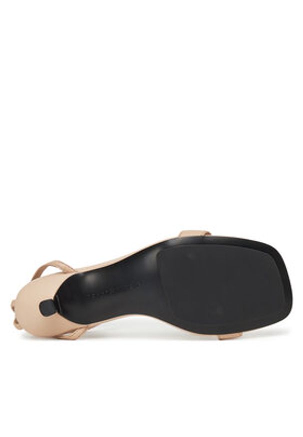 TOMMY HILFIGER - Tommy Hilfiger Sandały Leather Knots Kitten Sandal FW0FW08424 Beżowy. Kolor: beżowy. Materiał: skóra