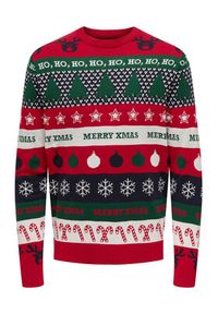Only & Sons Sweter 22027280 Kolorowy Regular Fit. Kolor: czerwony. Materiał: bawełna. Wzór: kolorowy #4