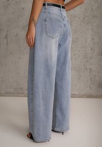 Renee - Niebieskie Jeansy Balloon z Bawełną High Waist Pronadina. Okazja: na co dzień. Stan: podwyższony. Kolor: niebieski. Styl: casual, retro #8