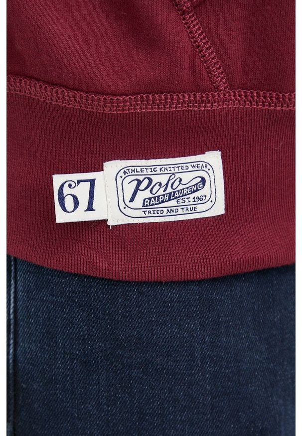 Polo Ralph Lauren Bluza męska kolor bordowy z kapturem z aplikacją. Okazja: na co dzień. Typ kołnierza: polo, kaptur. Kolor: czerwony. Wzór: aplikacja. Styl: casual