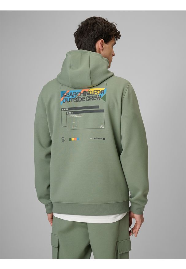 4f - 4F Bluza dresowa regular z kapturem męska - khaki XXL. Okazja: na co dzień. Typ kołnierza: kaptur. Kolor: oliwkowy, wielokolorowy, brązowy. Materiał: dresówka. Styl: sportowy, casual