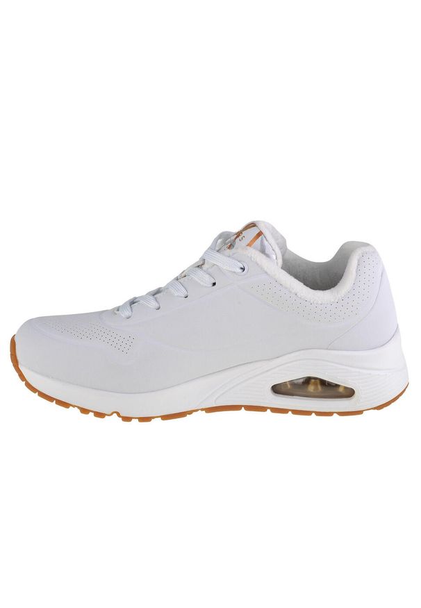 skechers - Buty do chodzenia sneakersy damskie Skechers Uno-Metallic Love. Kolor: biały. Materiał: guma, materiał, syntetyk. Sport: turystyka piesza