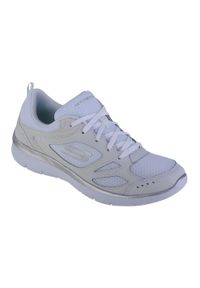 skechers - Buty sportowe Sneakersy damskie, Skechers Summits Suited. Zapięcie: sznurówki. Kolor: biały. Materiał: syntetyk, tkanina, materiał. Szerokość cholewki: normalna. Model: Skechers Sport. Sport: turystyka piesza