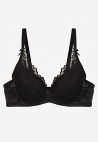 Renee - Czarny Biustonosz Ozdobiony Koronką i Kokardkami Sellene. Kolor: czarny. Materiał: koronka. Wzór: koronka, aplikacja #4