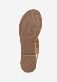 Renee - Złote Ażurowe Sandały ze Skórzaną Wkładką Jenoria. Okazja: na co dzień. Kolor: złoty. Materiał: skóra. Wzór: ażurowy. Sezon: lato. Styl: casual, elegancki #5