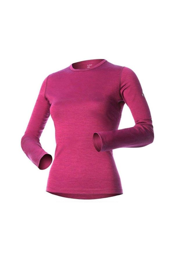 FJORK MERINO - Koszulka z długim rękawem damska 100% wełny merynosów - Bjork 210. Kolor: różowy. Materiał: wełna. Długość rękawa: długi rękaw. Długość: długie