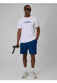 4f - 4F T-shirt regular z nadrukiem męski - biały L. Okazja: na co dzień. Kolor: biały. Materiał: dzianina, bawełna. Wzór: nadruk. Styl: casual #2