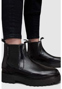 AllSaints sztyblety skórzane Arlo Arlo damskie kolor czarny na platformie WF580X. Nosek buta: okrągły. Kolor: czarny. Materiał: skóra. Obcas: na platformie #4