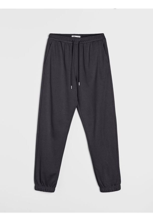 Sinsay - Dresowe spodnie jogger terry - szary. Kolor: szary. Materiał: dresówka
