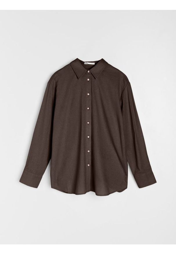 Sinsay - Koszula z domieszką lnu - brązowy. Kolor: brązowy. Materiał: len
