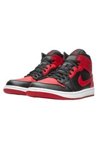 Buty koszykarskie męskie Nike Air Jordan 1 Mid. Wysokość cholewki: za kostkę. Zapięcie: sznurówki. Kolor: czerwony, czarny, wielokolorowy. Materiał: materiał. Szerokość cholewki: normalna