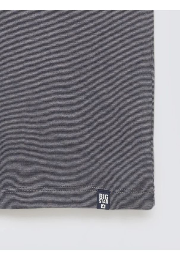 Big-Star - Koszulka męska w drobne paski granatowa Fredriser 403. Okazja: na co dzień. Kolor: niebieski. Materiał: dzianina, jeans. Wzór: paski. Styl: casual, elegancki