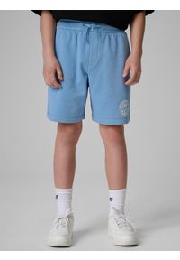 4f - 4F Spodenki dresowe chłopięce - niebieskie 164 (13-14 lat). Okazja: na co dzień. Kolor: niebieski. Materiał: dresówka. Długość: krótkie. Sezon: lato. Styl: casual #2
