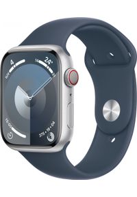 APPLE - Smartwatch Apple Apple Watch Series 9 GPS + Cellular 45mm Silver Aluminium Case with Storm Blue Sport Band - S/M. Rodzaj zegarka: smartwatch. Styl: sportowy #1