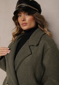 Renee - Zielony Dwurzędowy Płaszcz Oversize z Wełną Spolete. Kolor: zielony. Materiał: wełna. Styl: elegancki #3