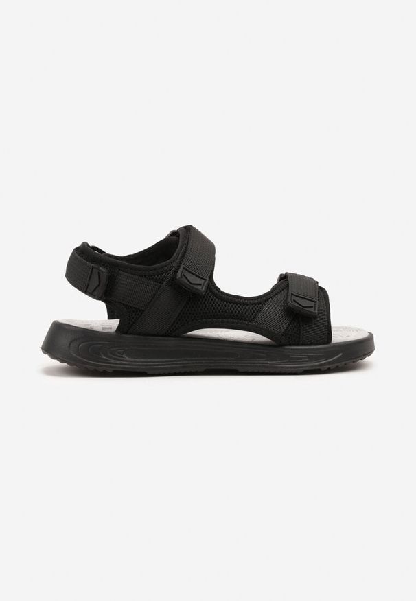 Born2be - Czarne Sandały w Sportowym Stylu ze Skórzaną Wkładką Dovirelle. Okazja: na plażę, na co dzień. Zapięcie: rzepy. Kolor: czarny. Materiał: skóra. Styl: sportowy