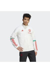 Bluza piłkarska męska Adidas Manchester United Tiro 23 Presentation. Kolor: biały. Materiał: materiał. Sport: piłka nożna