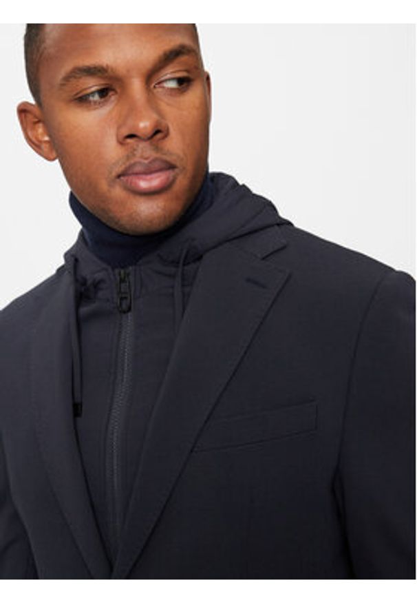 Hechter Paris Marynarka 15885 142155 Granatowy Regular Fit. Kolor: niebieski. Materiał: syntetyk