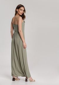 Renee - Ciemnozielona Sukienka Pallepheu. Kolor: zielony. Długość rękawa: na ramiączkach. Typ sukienki: kopertowe, proste. Długość: maxi #5