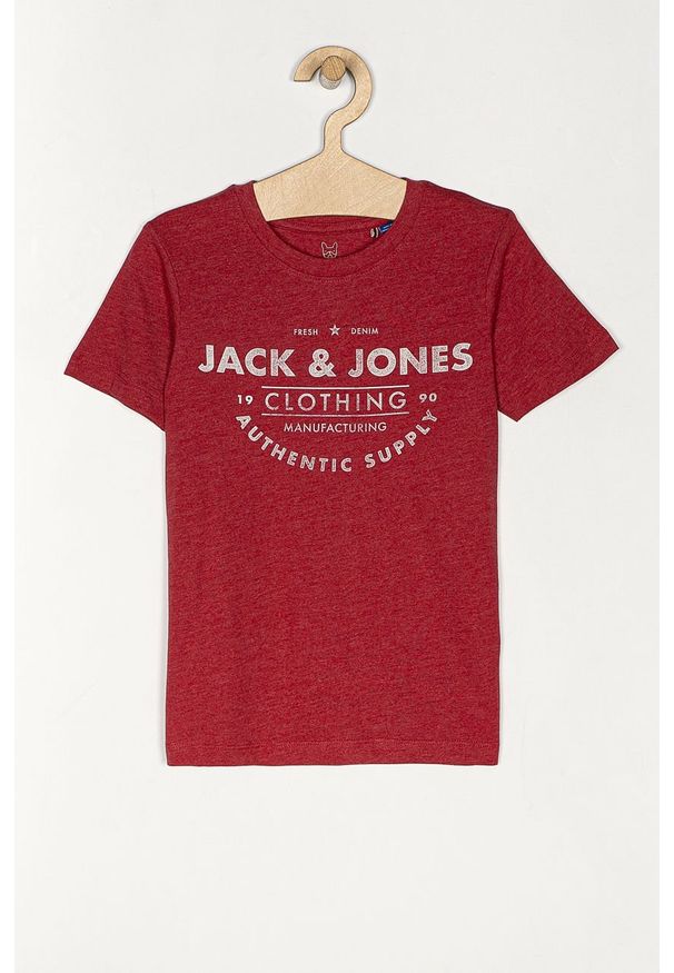 Jack & Jones - T-shirt dziecięcy 128-176 cm. Okazja: na co dzień. Kolor: czerwony. Materiał: bawełna, dzianina. Wzór: nadruk. Styl: casual