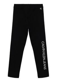 Calvin Klein Jeans Legginsy Logo IG0IG00740 Czarny Slim Fit. Kolor: czarny. Materiał: bawełna