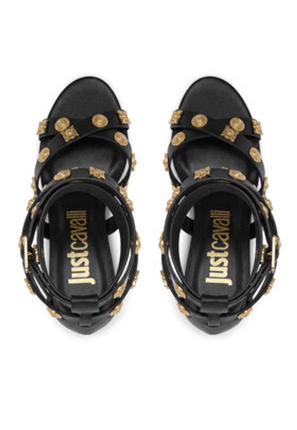 Just Cavalli Sandały 80RA3S40 ZSE55 Czarny. Kolor: czarny. Materiał: skóra