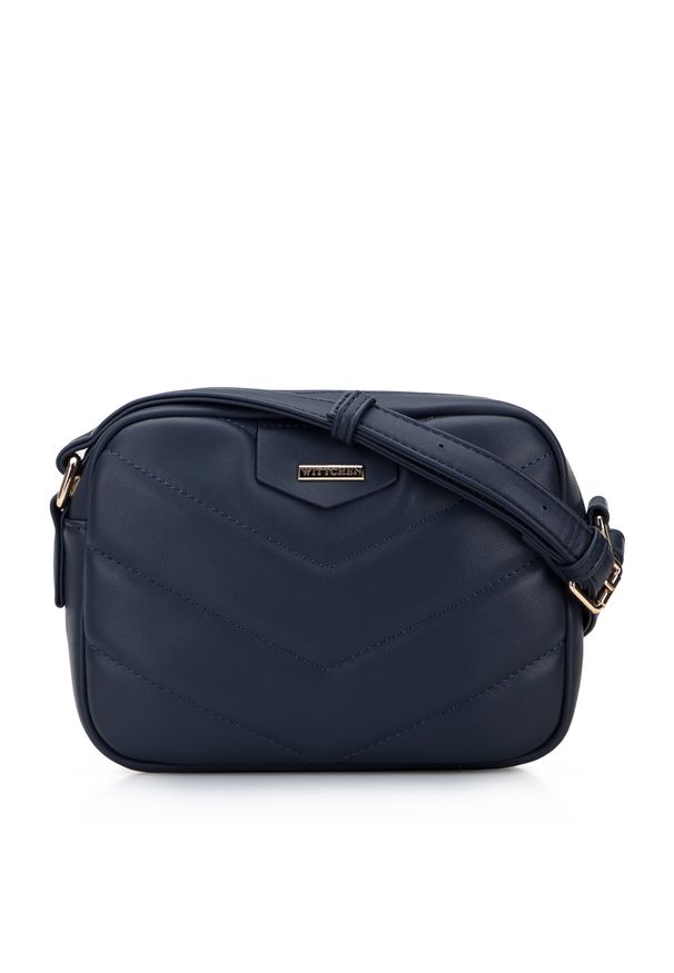 Wittchen - Damska listonoszka z miękkiej ekoskóry pikowana granatowa. Kolor: niebieski. Wzór: haft. Dodatki: z haftem. Materiał: skórzane. Styl: elegancki