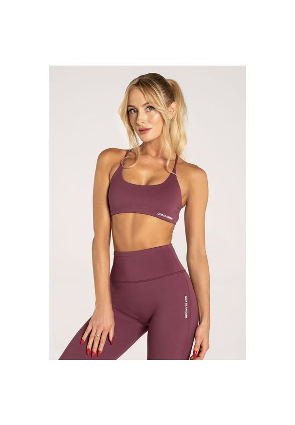 GYM GLAMOUR - Stanik fitness cardio damski Gym Glamour open. Kolor: czerwony, wielokolorowy, brązowy. Sport: fitness