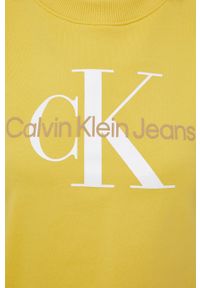 Calvin Klein Jeans bluza bawełniana J20J218751.PPYY damska kolor żółty z nadrukiem. Kolor: żółty. Materiał: bawełna. Wzór: nadruk #2