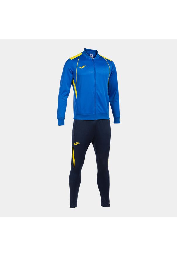 Dres męski Joma niebieski z poliestru. Kolor: wielokolorowy, niebieski, żółty. Materiał: poliester. Sport: piłka nożna, fitness
