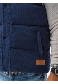 Ombre Clothing - Bezrękawnik męski sztruksowy pikowany - granatowy V10 V57 - S/M. Kolor: niebieski. Materiał: sztruks. Długość rękawa: bez rękawów #6