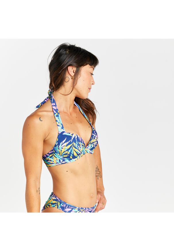 OLAIAN - Góra kostiumu kąpielowego surfingowego damska Olaian Elena Cuty. Kolor: niebieski, wielokolorowy, szary. Materiał: materiał, tkanina, poliester, elastan